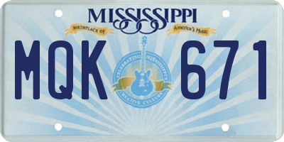 MS license plate MQK671