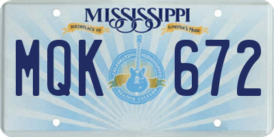 MS license plate MQK672