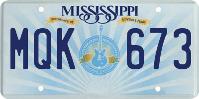 MS license plate MQK673