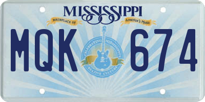 MS license plate MQK674