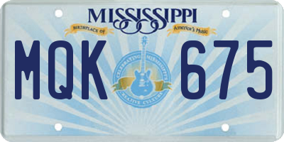 MS license plate MQK675