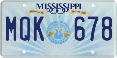 MS license plate MQK678