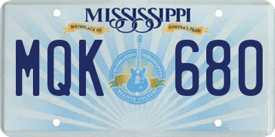 MS license plate MQK680