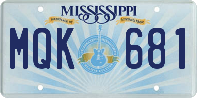 MS license plate MQK681