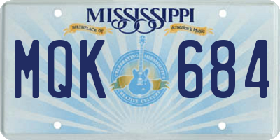 MS license plate MQK684