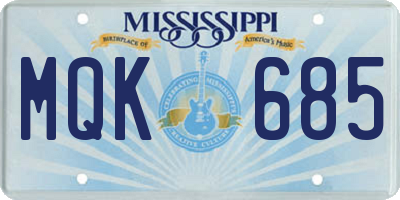 MS license plate MQK685