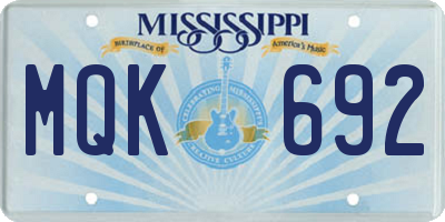 MS license plate MQK692
