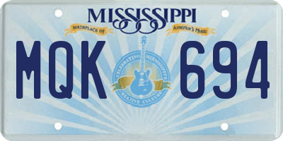 MS license plate MQK694