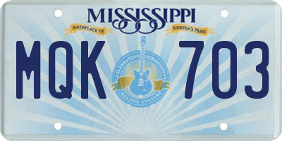 MS license plate MQK703