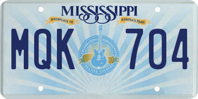 MS license plate MQK704