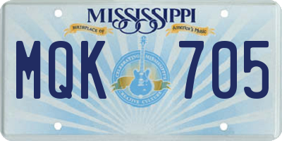 MS license plate MQK705