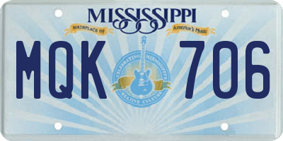 MS license plate MQK706