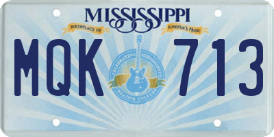 MS license plate MQK713