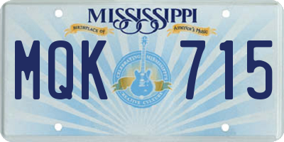 MS license plate MQK715