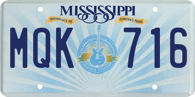 MS license plate MQK716
