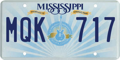 MS license plate MQK717