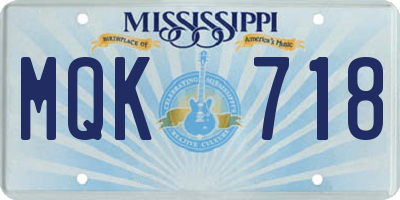 MS license plate MQK718