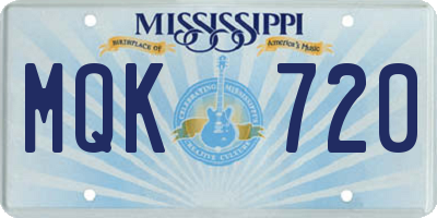 MS license plate MQK720