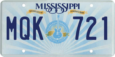 MS license plate MQK721