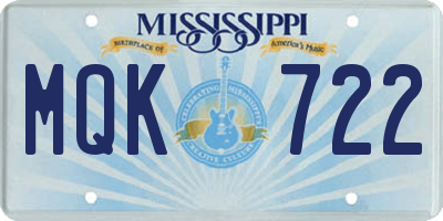 MS license plate MQK722