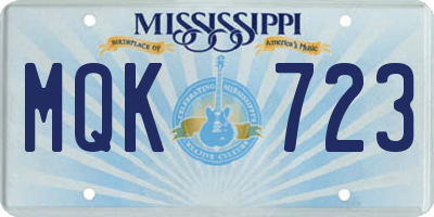 MS license plate MQK723