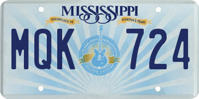 MS license plate MQK724