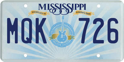 MS license plate MQK726