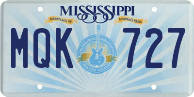 MS license plate MQK727