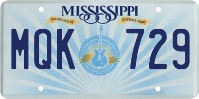 MS license plate MQK729