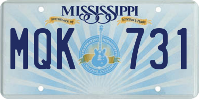 MS license plate MQK731
