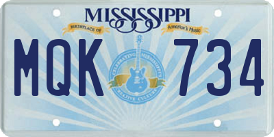 MS license plate MQK734