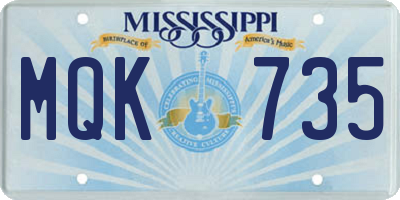 MS license plate MQK735