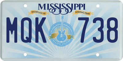 MS license plate MQK738