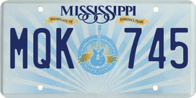MS license plate MQK745