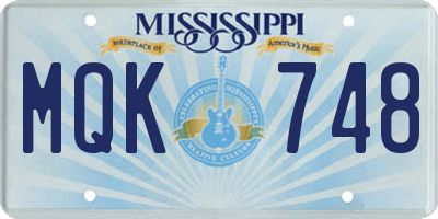 MS license plate MQK748