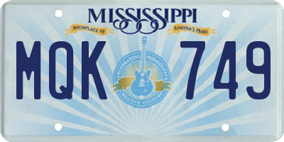 MS license plate MQK749