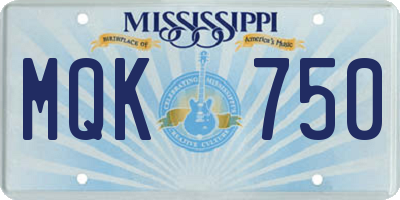 MS license plate MQK750