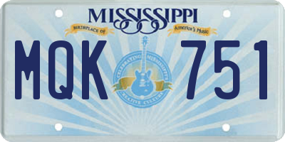 MS license plate MQK751