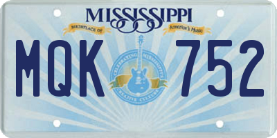 MS license plate MQK752