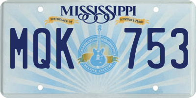 MS license plate MQK753