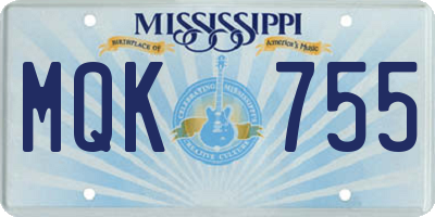 MS license plate MQK755