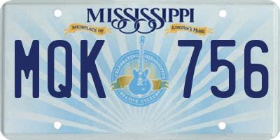 MS license plate MQK756