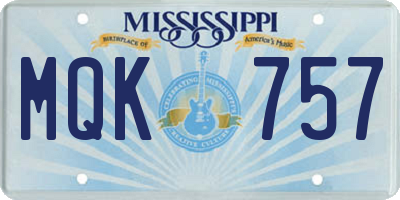 MS license plate MQK757