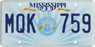MS license plate MQK759