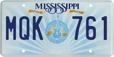 MS license plate MQK761
