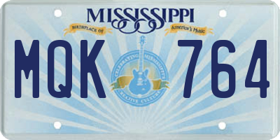 MS license plate MQK764
