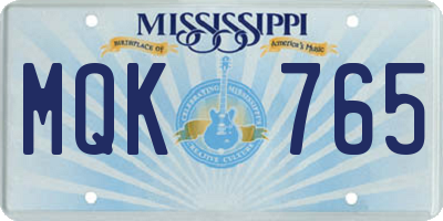 MS license plate MQK765