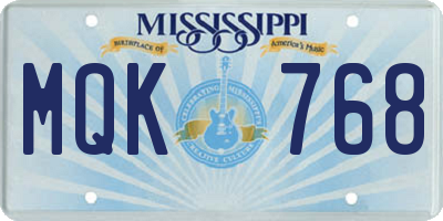 MS license plate MQK768