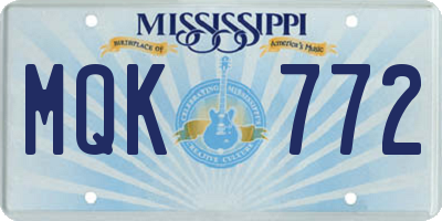 MS license plate MQK772