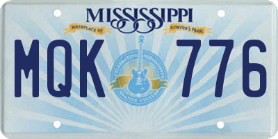 MS license plate MQK776
